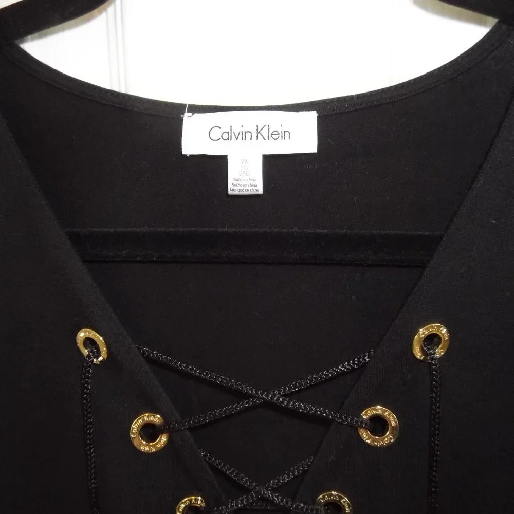 Calvin Klein V-Neck Lace Up Tunic - Picture 3 of 4